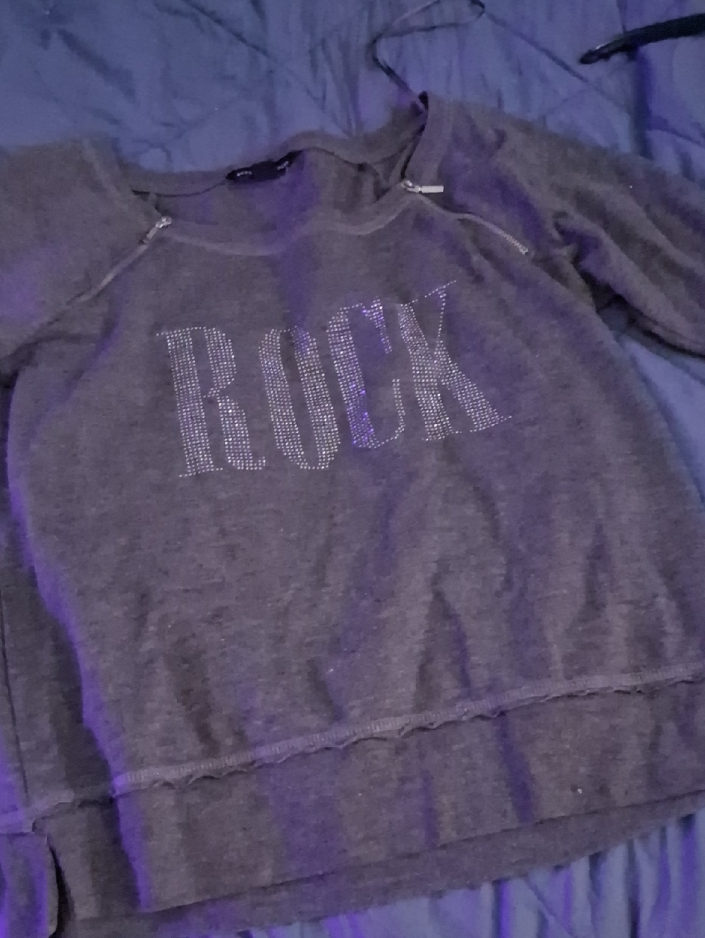 Rock & Republic Grey Rhinestone 'ROCK' Sweatshirt